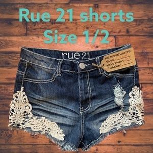 Rue 21 denim shorts with lace detailing (1/2)